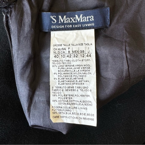 Max Mara Black Wool with Mink Trim Sheath Dress Chic Classic US sz 10 - Picture 12 of 13
